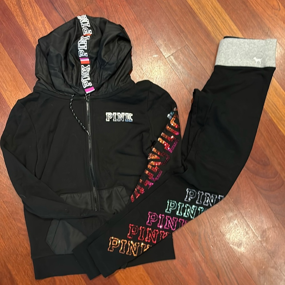 sparkle Pink Zip up and matching Leggings
